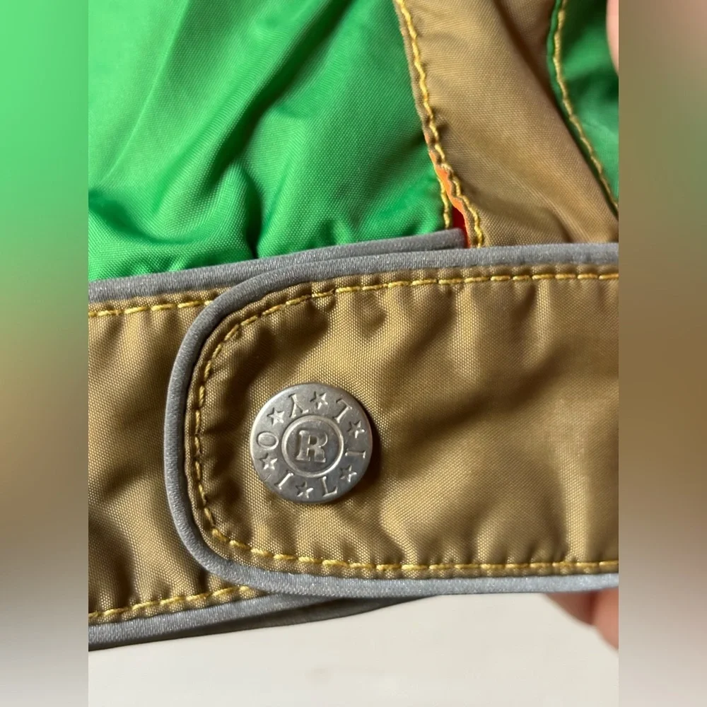 Oilily Kids Jacket Green and Brown Vintage Moto Racing Style Jacket w Patches